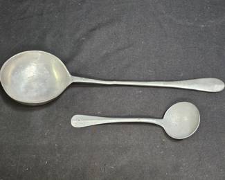 2 Vintage Spoons: 1 Pewter Ladle, 1 92% Tin