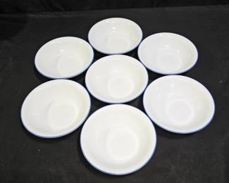 7 Corelle Cereal Bowls with Blue Trim