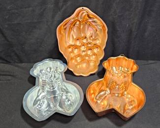 3 Vintage Coppertone Aluminum Jello Molds