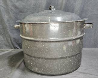 Vtg Speckled Enamelware Canner without Rack