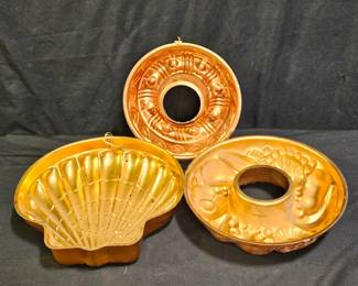 3 Vintage Coppertone Aluminum Jello Molds