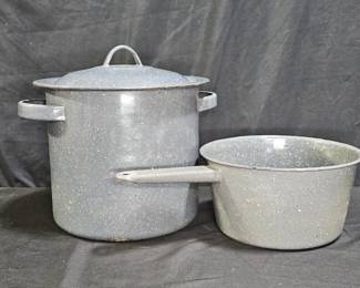 Gray Enamelware Sauce Pot & Stock Pot