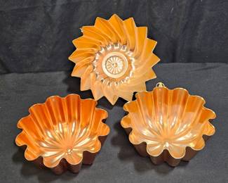 3 Vintage Coppertone Aluminum Jello Molds