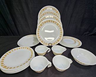 Vtg Corelle Butterfly Gold Plates, Platter, Cups