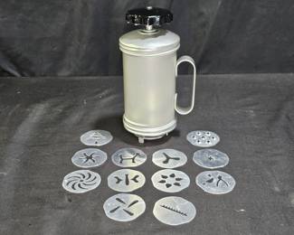 Vintage Mirro Aluminum Cookie Press with 10 Discs