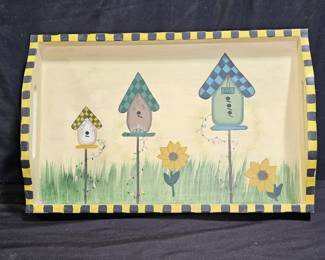 Mexican Wooden Handpainted Tray with Handles