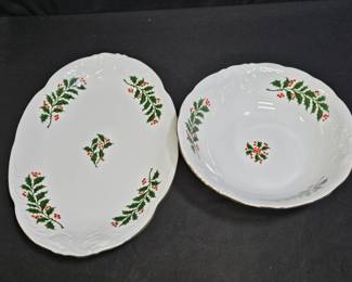 Holiday Holly by Royal Kent Serving Platter & Bowl