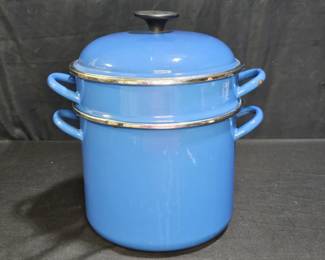 Le Creuset 6 QT Enameled Blue Pasta / Steamer Pot
