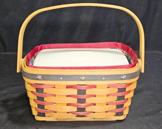 Handled Longaberger Basket w/ Divided Liner & Lid