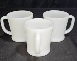 3 Vtg Fire King by Anchor Hocking Milk Glass Mugs