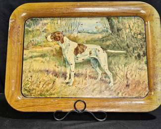 Vtg 1940 Ole Larsen Metal Lithograph Serving Tray