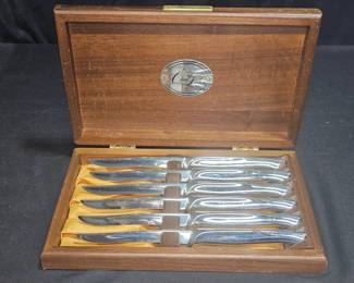 MCM Carvel Hall 6-Pc Steak Knife Set with Wood Box