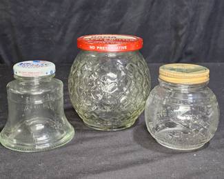 3 Vintage Glass Condiment Jars