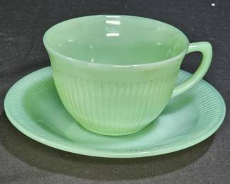 Fire King Jadeite "Jane Ray" Tea Cup & Saucer