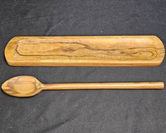 Olive Wood Tray/Spoon Rest & Olive Wood Spoon