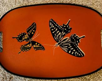 vintage Japanese-style lacquerware tray