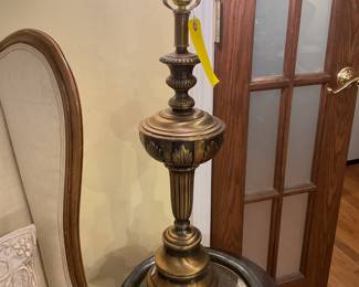 Brass table lamp with leaf detail 31” tall $52.50 + tax