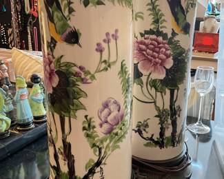 Set of two hand painted porcelain lamps 29” tall $140 + tax each