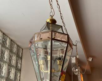 Lantern style glass chandelier $70 + tax