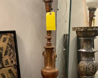 Brass table lamp with glass shade 32.5” tall $35 + tax
