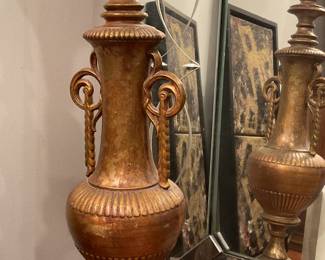 Brass table lamp with glass shade 32.5” tall $35 + tax