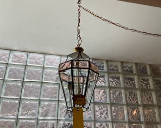Lantern style glass chandelier $70 + tax