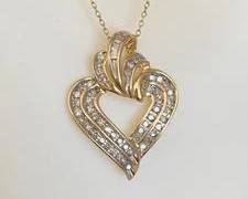14K Gold with Diamonds Heart Pendant Necklace - 18" (3.6 Grams)