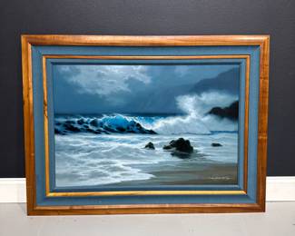 Lot 166 Waves Original Oil Painting Unconfirmed Artist