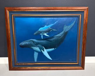 Lot 165 Clay Rogers Commissioned Whales Oil Painting