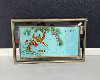 Lot 25 Lage Silk Art in Frame