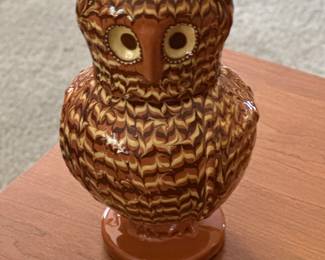 Irma Starr owl jug, Kansas City artist, slipware 