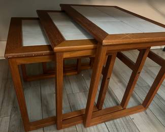 Teak and tile nesting tables