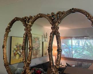 Large 3 ring oval mirror