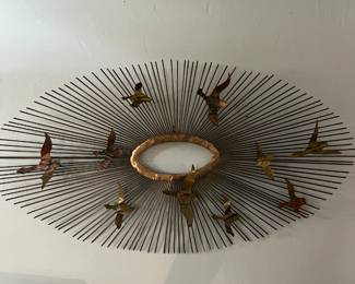 Vintage Brass Sunburst Brutalist Art