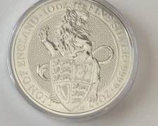 2017 Great Britain 10 Ounce .9999 Fine Silver "Lion of England Queen's Beasts" Gem Condition