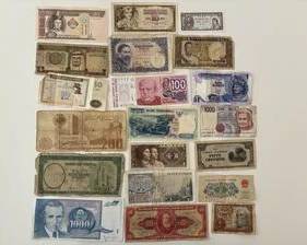 Group of 20 Different Foreign Obsolete Bank Notes