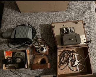 vintage camera, slide projector, projector