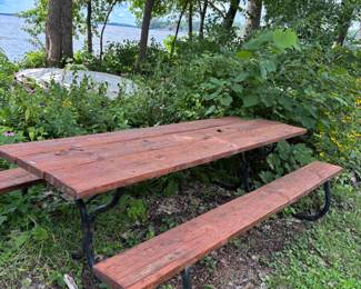 same picnic table up close