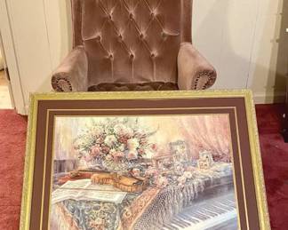 116 Rose Velvet Wingback Chair