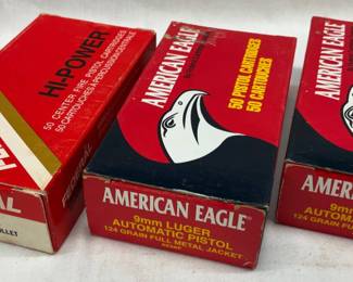 Three 9mm Luger Ammunition Boxes