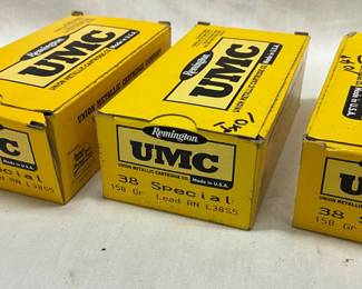 Three Boxes of Remington UMC 38 Special