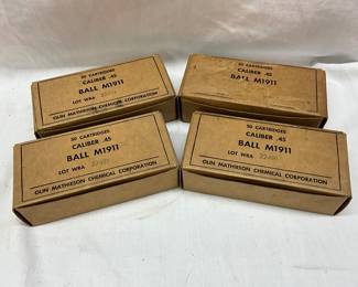 Four Boxes of Caliber .45 Ball M1911
