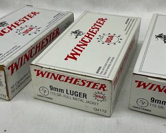 Three Boxes of Winchester 9mm Luger
