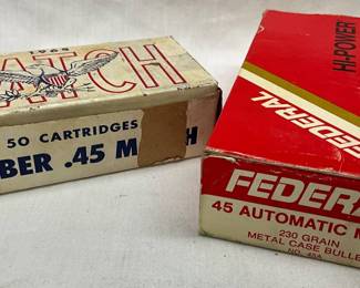 Two Boxes of .45 Caliber Ammunition: