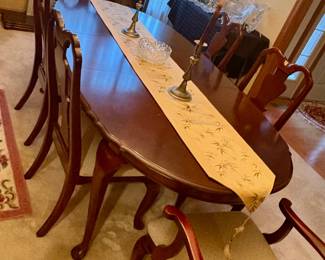 Queen Anne dining room table and chairs