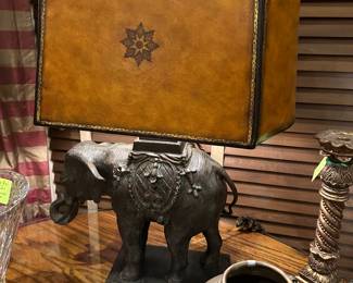 Bronze figural elephant table lamp by MAITLAND SMITH!