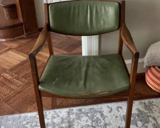 Mid-Century Green Leather Chair
