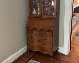 Vintage Cherry Secretary Desk with Hutch