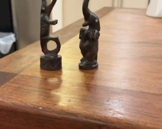 Vintage Pair of Wooden Carved Animals