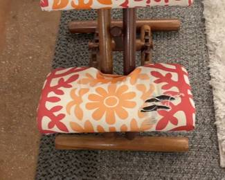 Floral Upholstered Wooden Stool